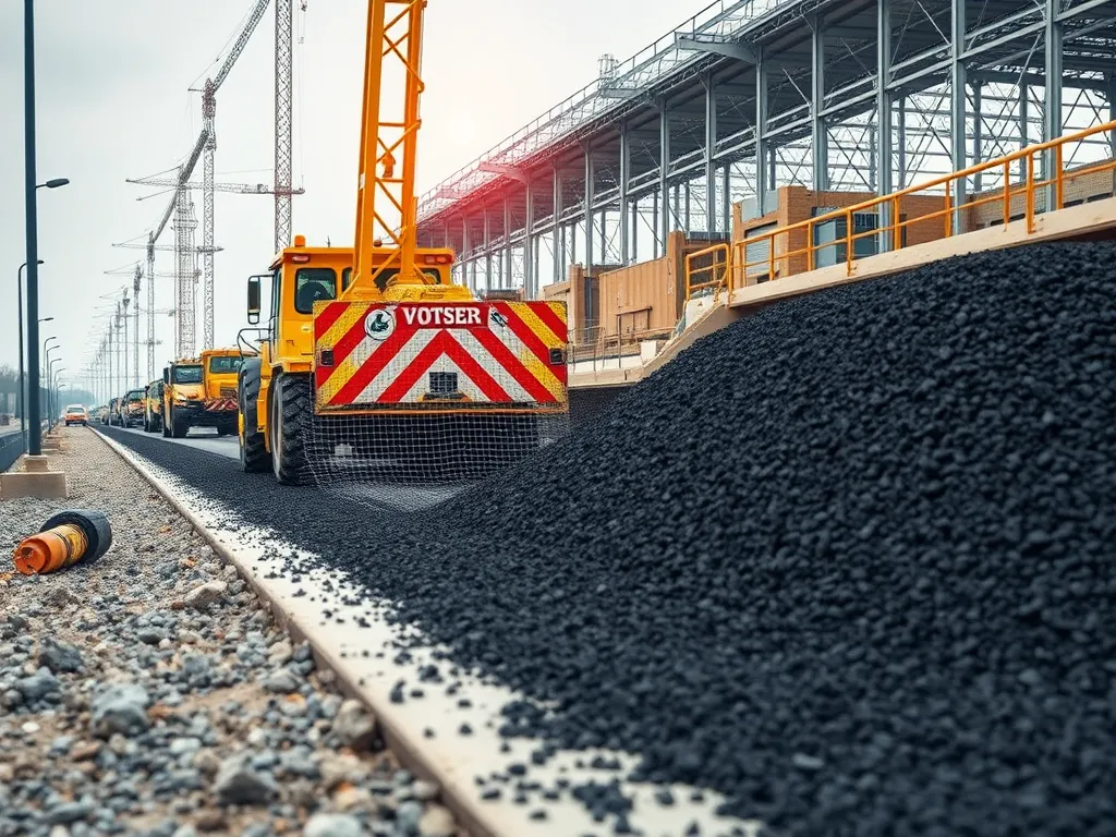 Heavy machinery processing recycled asphalt for commercial use