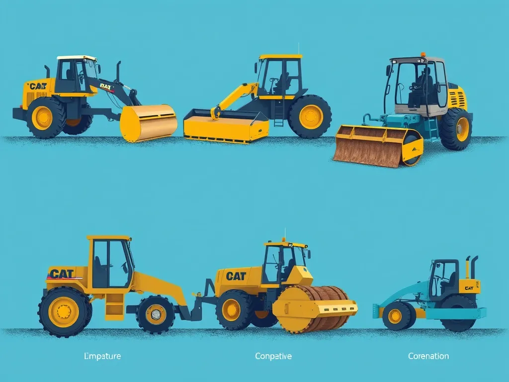 Different types of machinery used in compaction methods for construction.