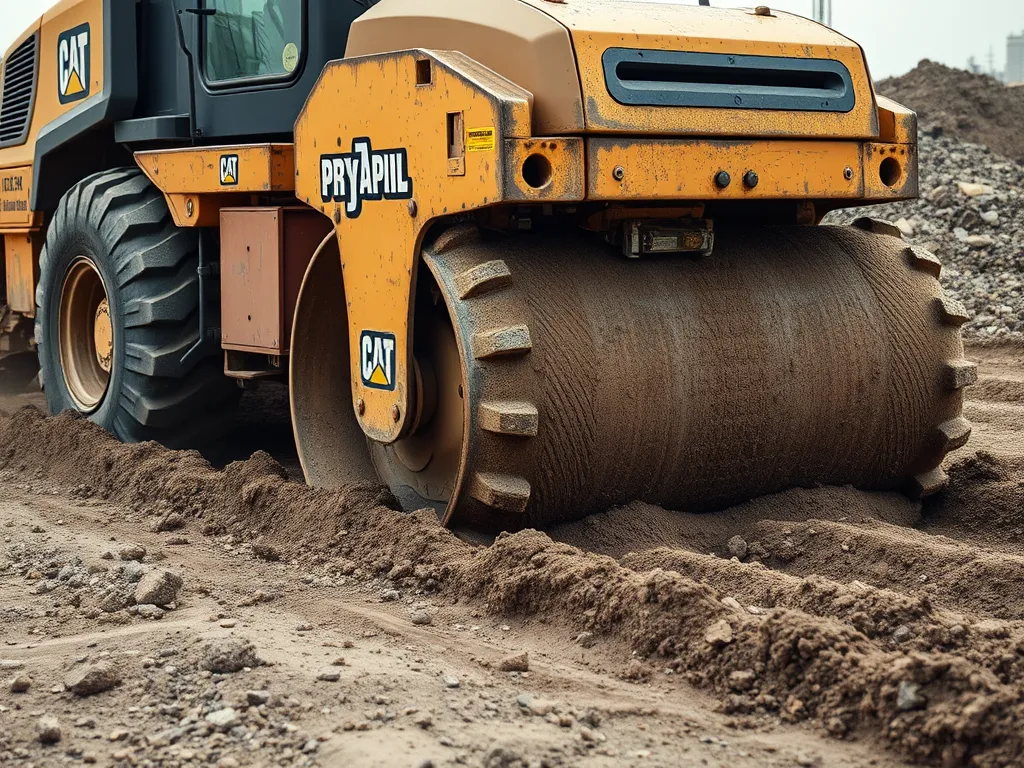 Heavy compaction roller used in construction for soil compaction methods