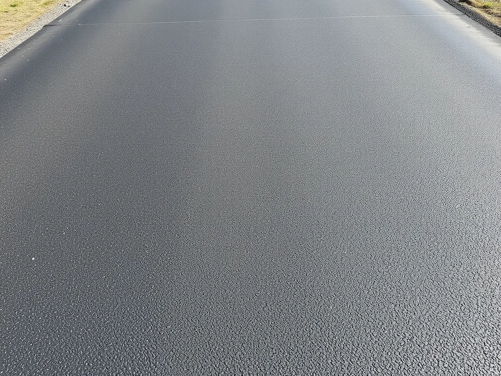 Freshly applied sealcoating on asphalt pavement showing a smooth and durable surface