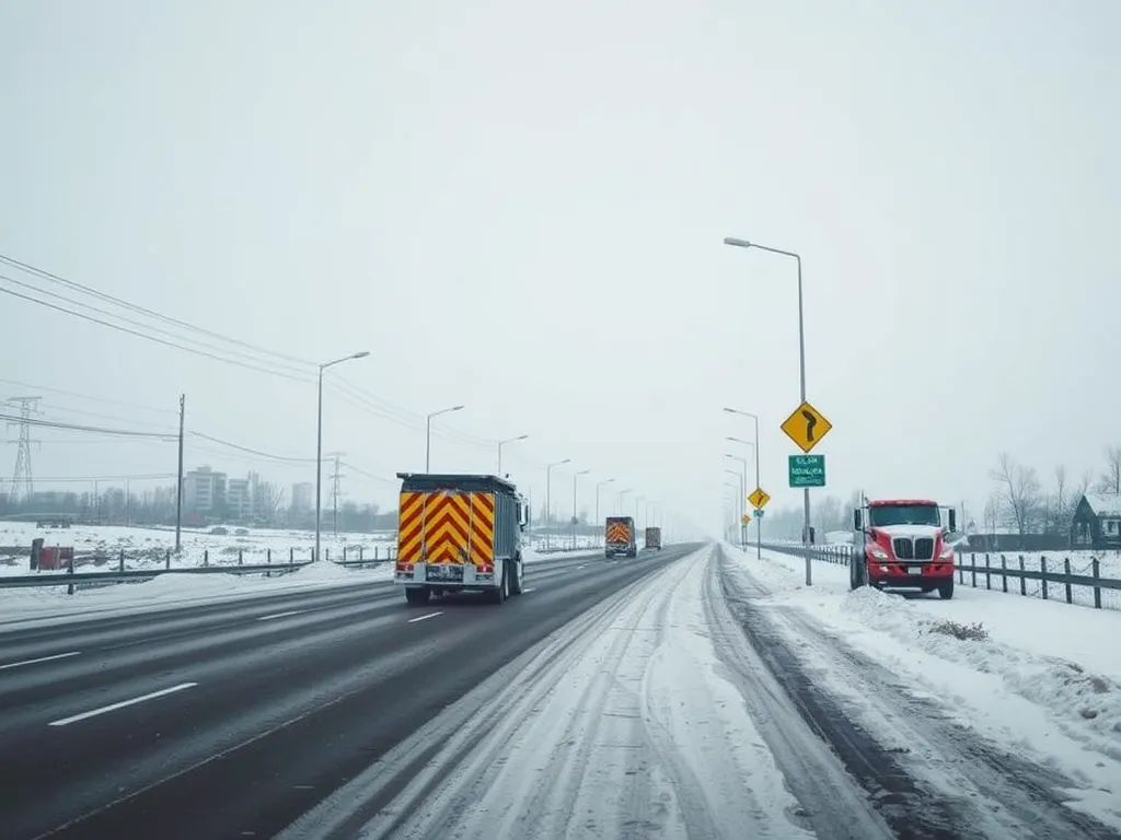 Asphalt road in snowy conditions showcasing the impact of climate on asphalt mix performance.