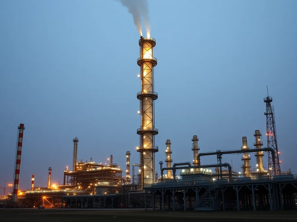 Refinery facility for crude oil refining used in asphalt production.