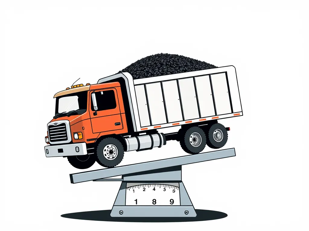 Truck weighing cubic yard of asphalt to determine its weight