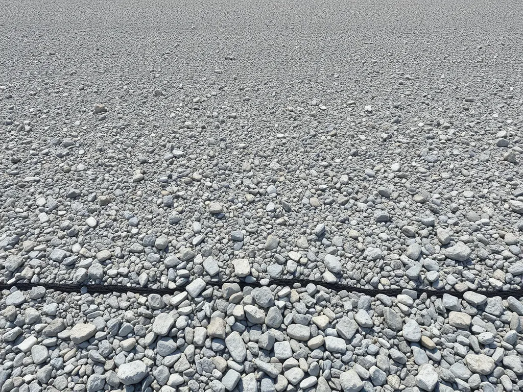 Close-up of gravel and stones used in creating a custom asphalt pathway