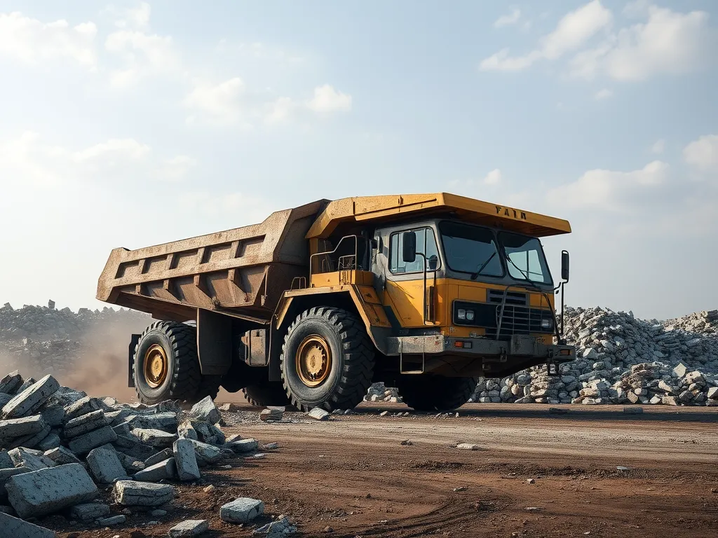 Dump truck clearing debris in asphalt paving process