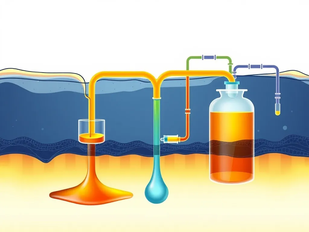 Illustration of Distillation Residue Process showing collection of distillation residues.