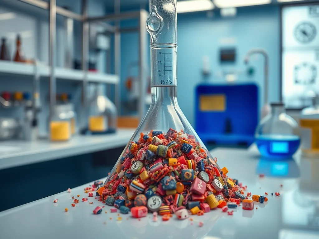 Colorful distillation residue in a laboratory flask, showcasing various compounds.