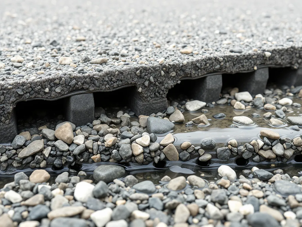 Drainage system beneath an asphalt driveway to enhance longevity