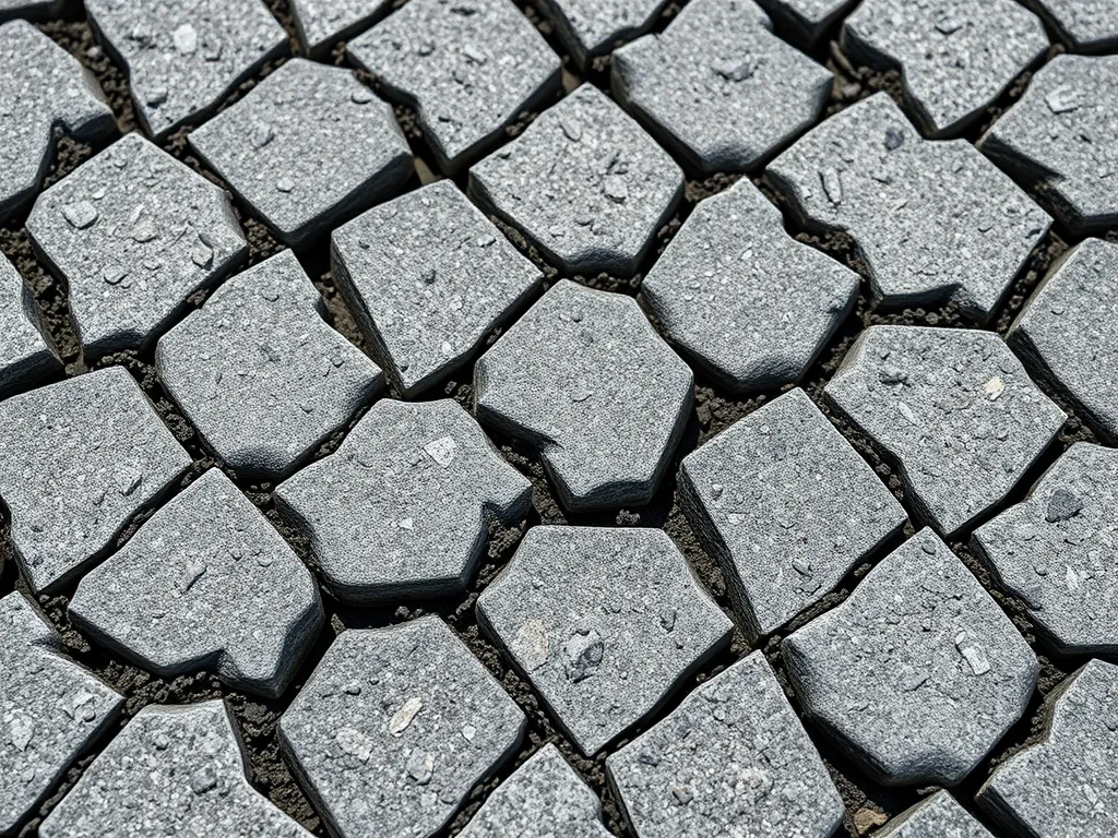Close-up view of driveway base components showcasing interlocking concrete pavers