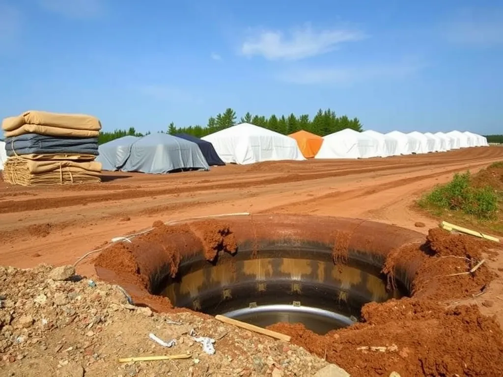 Excavated area demonstrating layering techniques for effective driveway compaction
