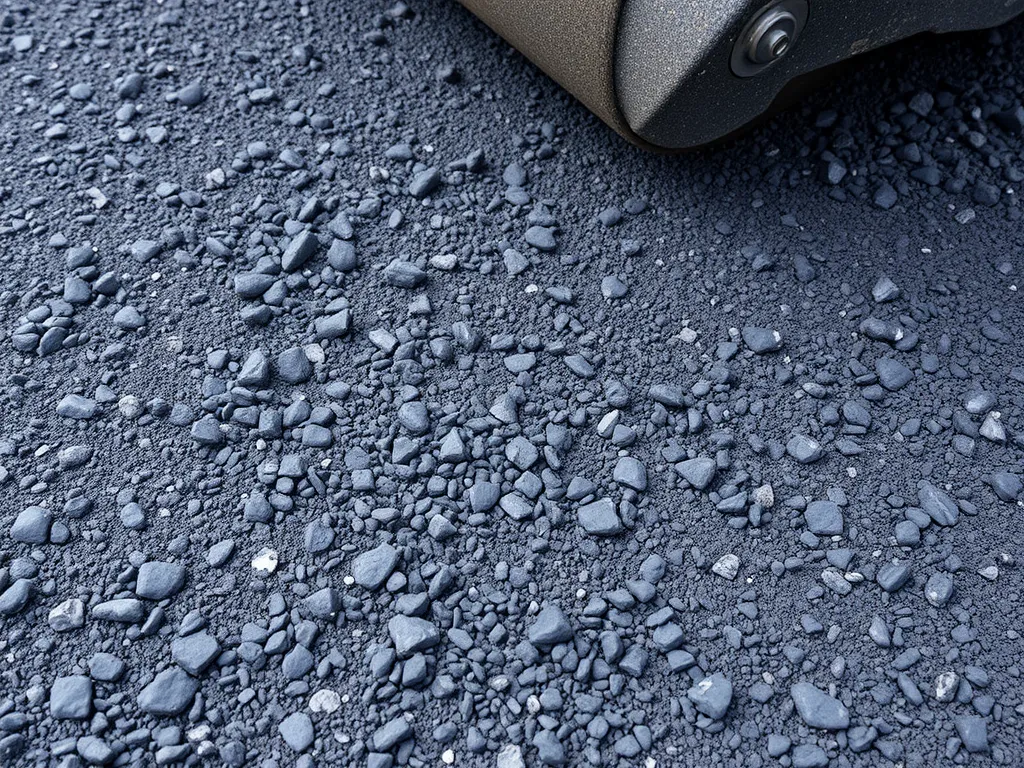 Close-up of layered gravel and asphalt for effective driveway compaction
