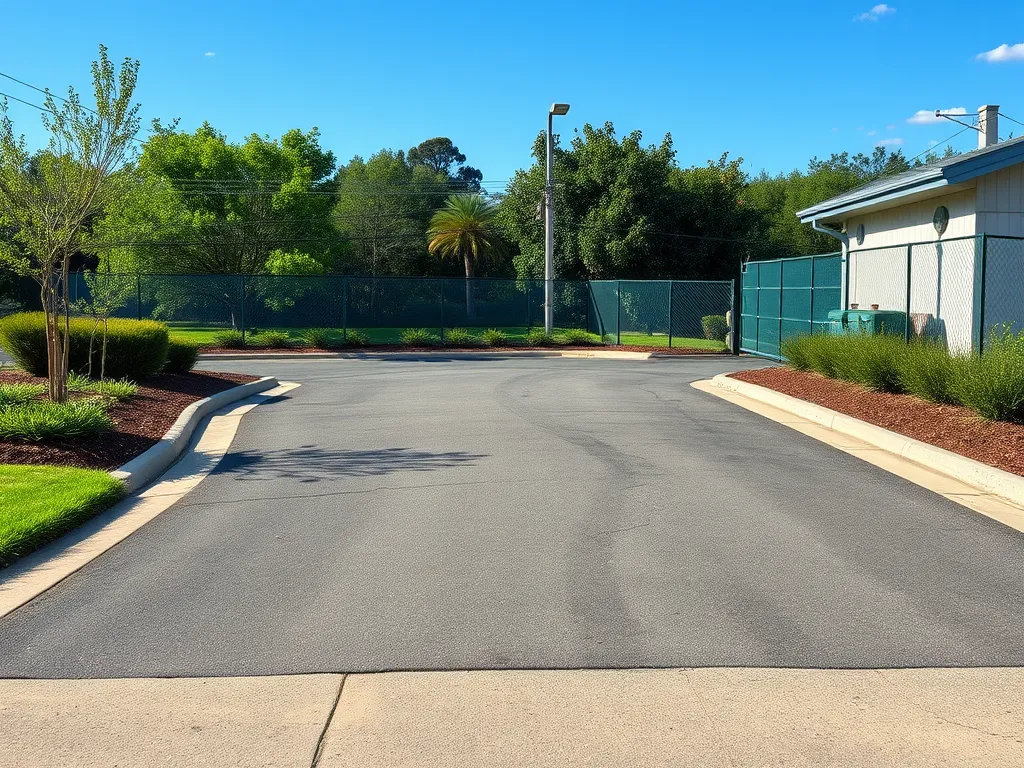 Site evaluation for driveway preparation showcasing a well-maintained driveway and landscaping