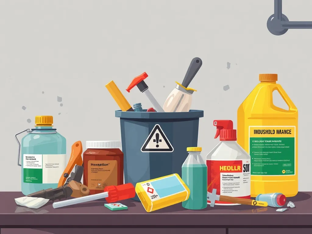 A collection of tools and materials for sealing a driveway, including sealants and applicators, relevant for choosing the right sealer.