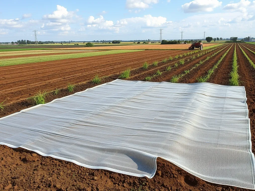 Agricultural land with a protective cover, symbolizing the investment and return analysis for driveway upgrades.