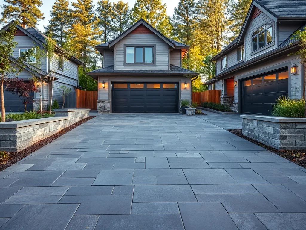 Stylish driveway upgrade showcasing modern paving materials for enhanced ROI