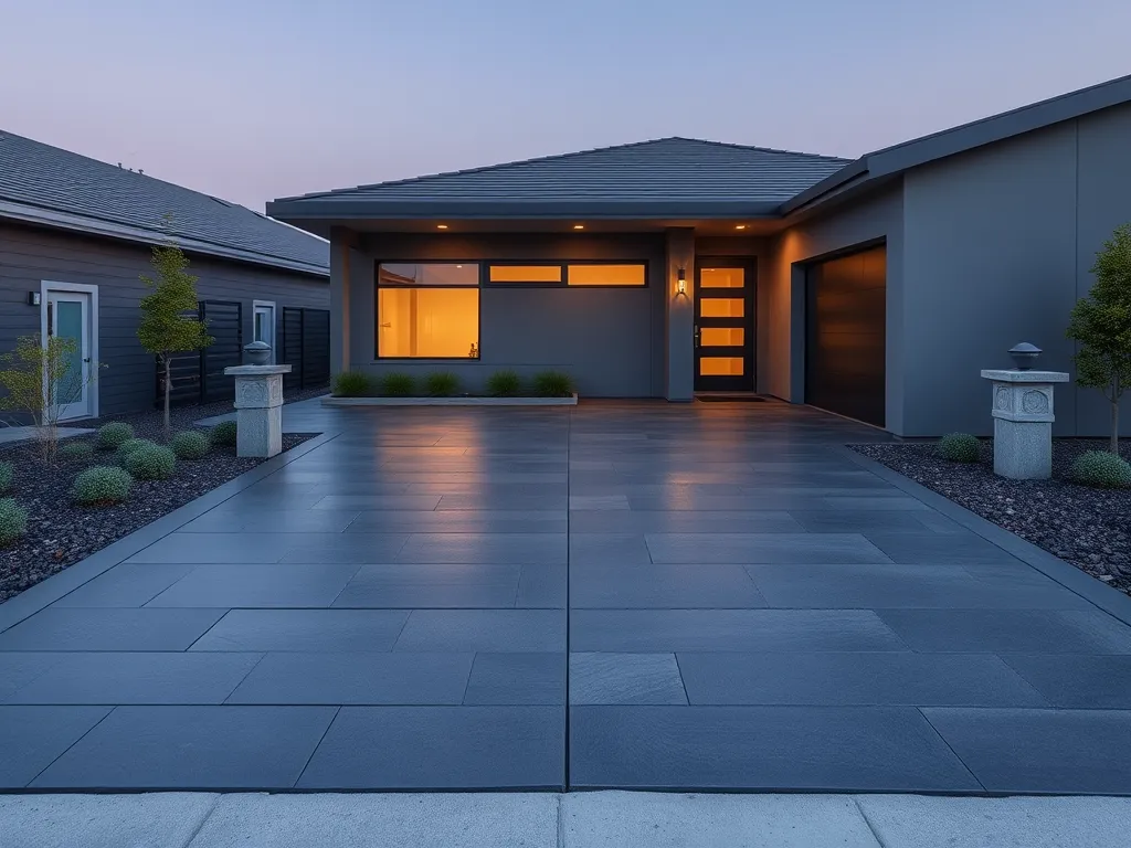 Modern driveway upgrade showcasing sleek design, supporting analysis of return on investment.