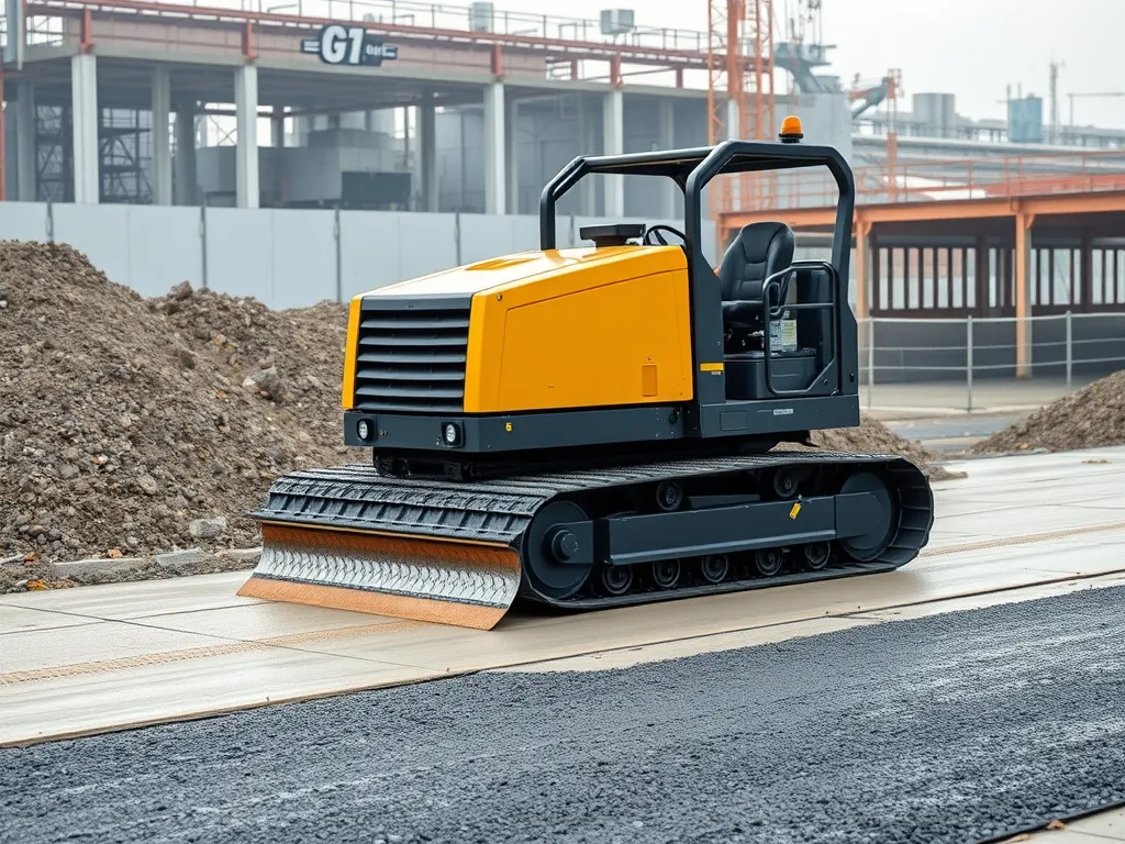 High-performance paver machine on a large construction site, showcasing efficiency in paving.