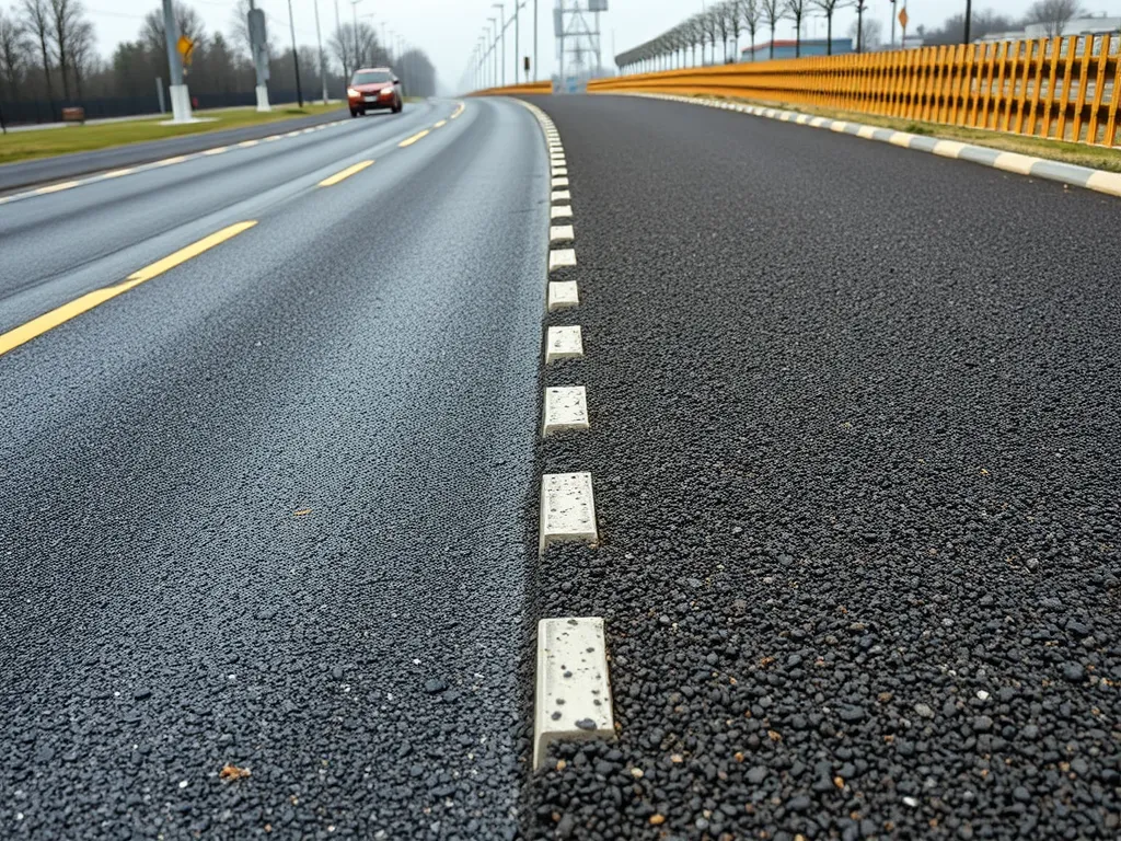 Close-up of newly compacted asphalt surface showcasing effective asphalt compaction techniques.
