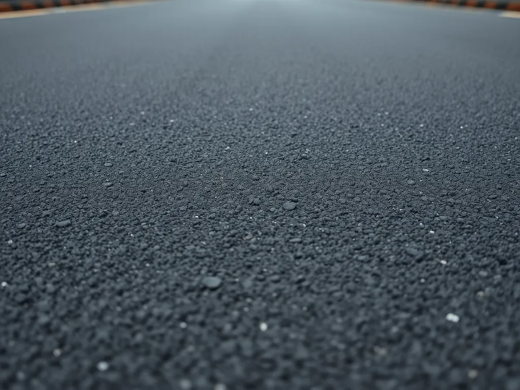 Close-up view of freshly cured asphalt showcasing its texture and quality related to economic benefits.