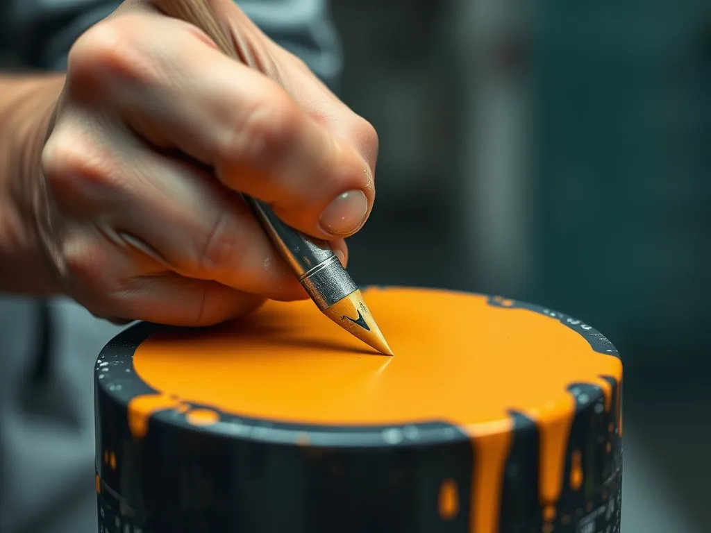 A close-up of a hand applying sealant to asphalt during the sealcoating process