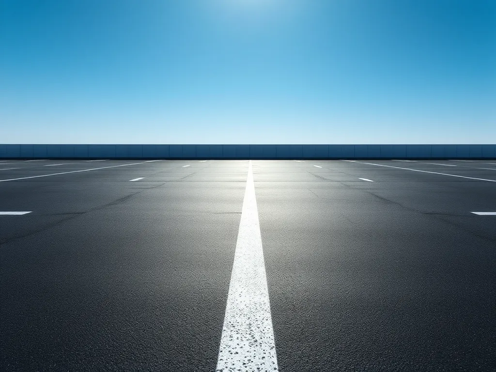 A clean, freshly sealed asphalt parking lot highlighting effective asphalt sealcoating techniques.