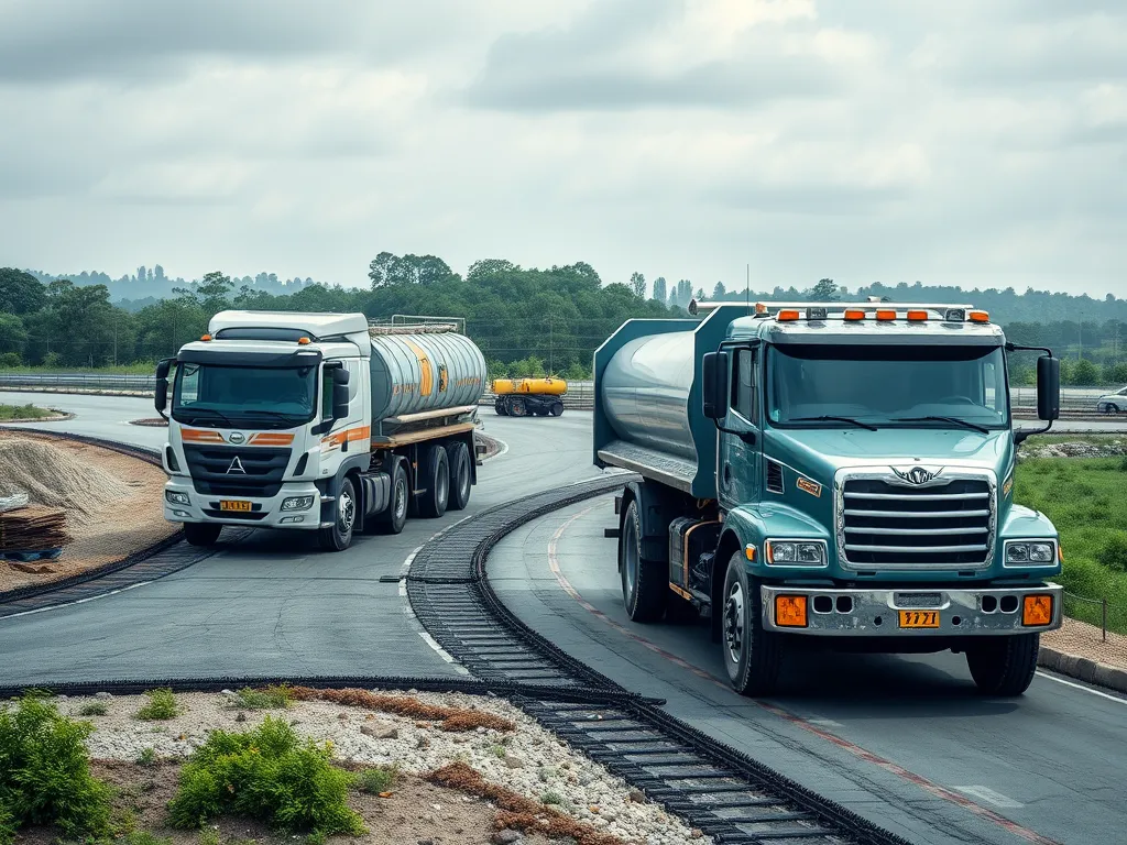 Trucks coordinating during operation on a paver machine site
