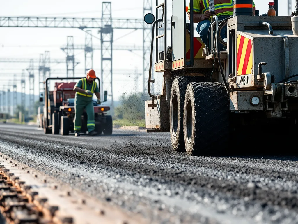 Construction workers collaborating on a paver machine for effective teamwork