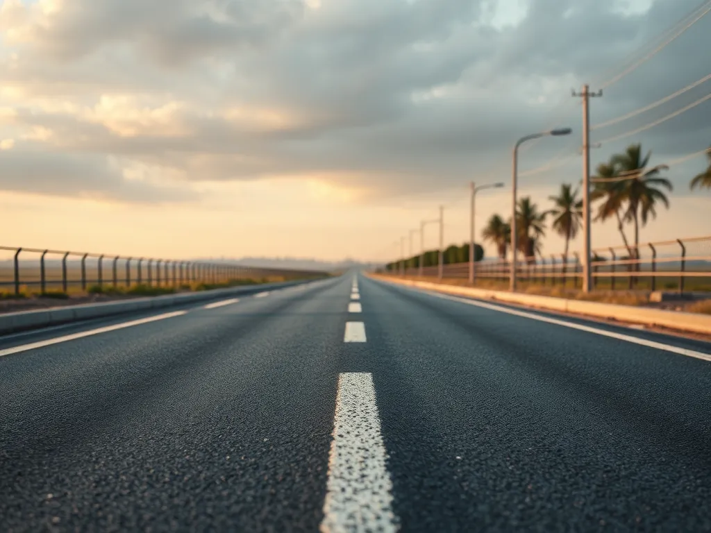 Road with asphalt surface highlighting environmental noise regulations