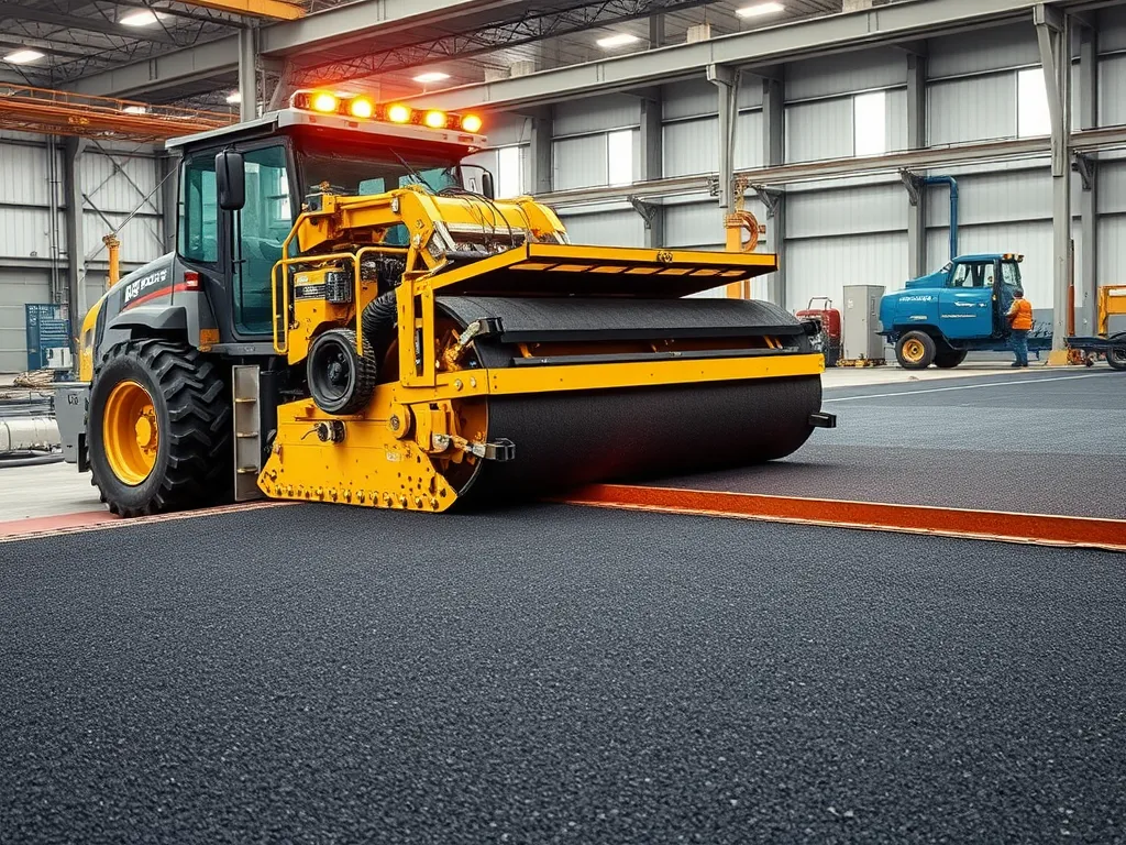 Asphalt paver laying an even surface for pavement construction