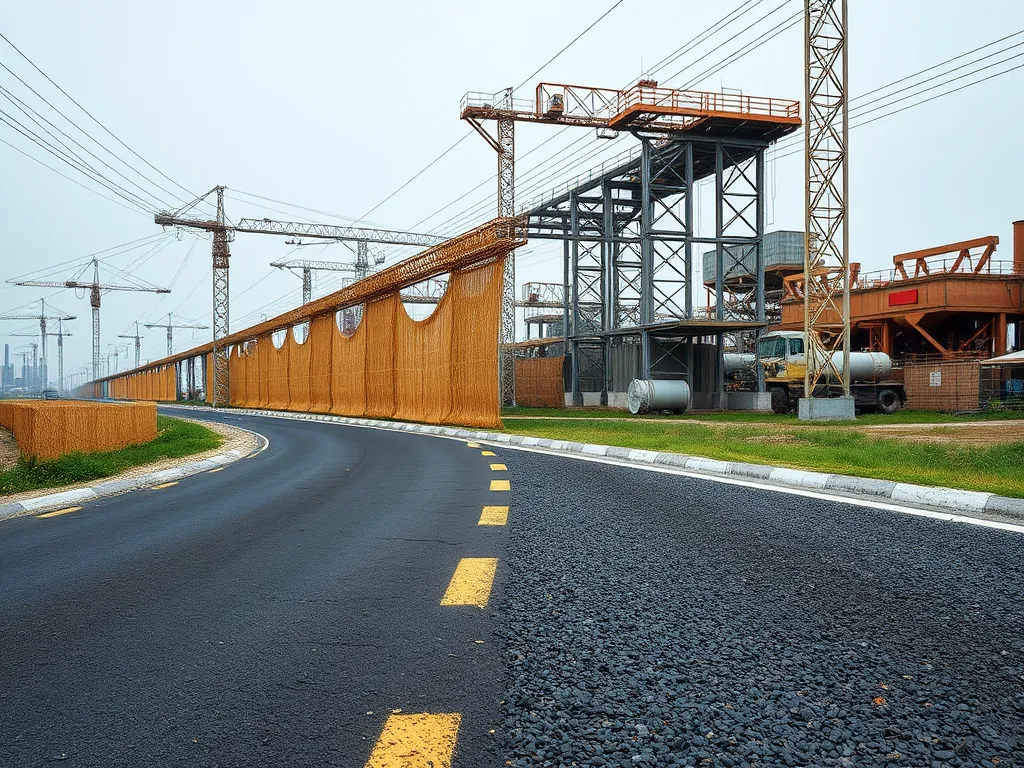 A road featuring fiber-modified asphalt showcasing construction techniques and materials.