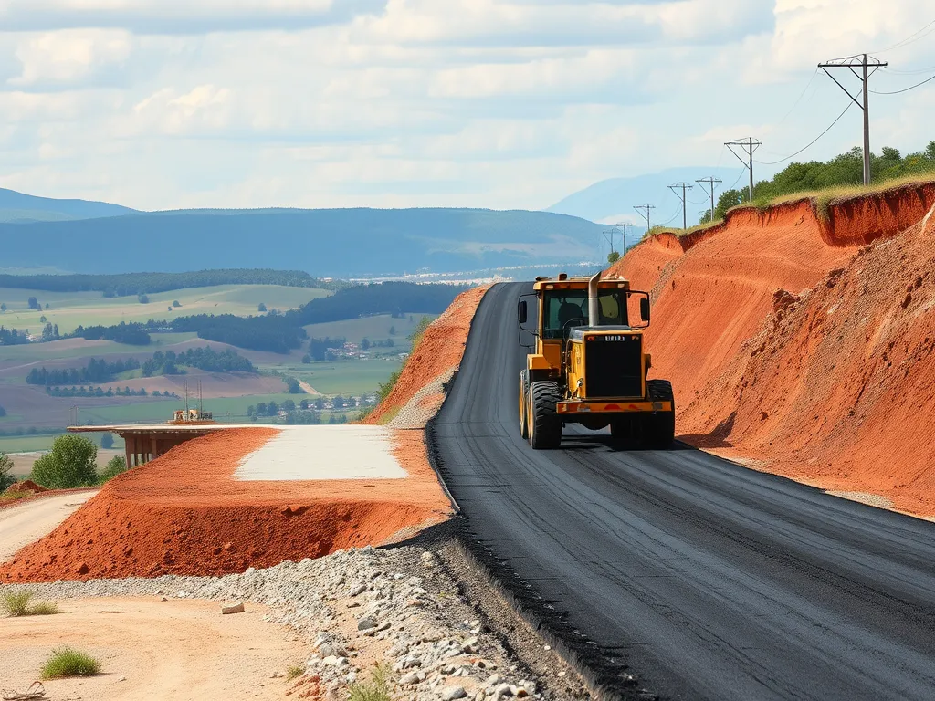 A large construction vehicle paving an asphalt road, emphasizing the importance of asphalt investments.