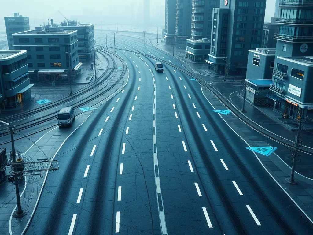 Modern urban road featuring advanced asphalt materials and curing technologies