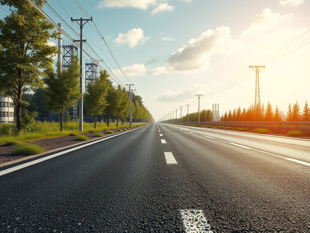 Modern road representing future asphalt materials and curing technologies