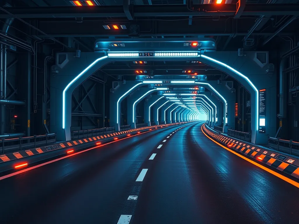 Futuristic asphalt road technology showcasing advanced lighting and design