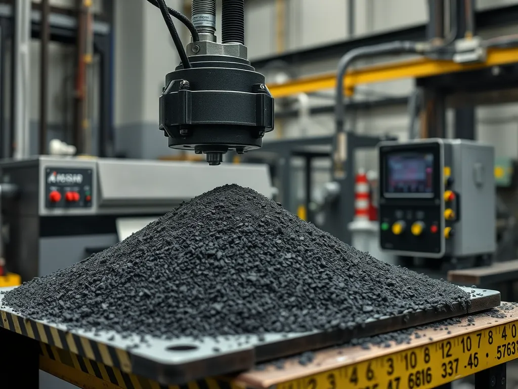Close-up of advanced asphalt testing equipment analyzing asphalt material for innovative testing procedures