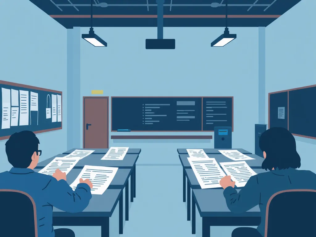Students in a classroom comparing grading and rolling assessment methods.