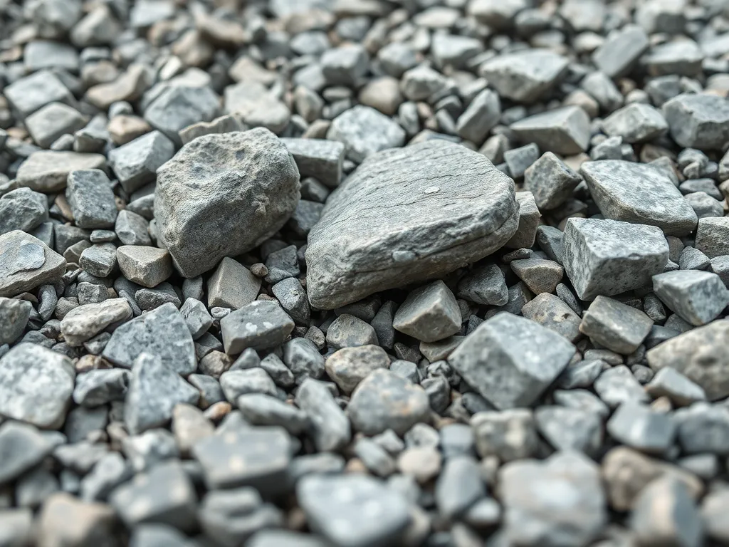 Close-up view of gravel stones used in comparison with asphalt and concrete.