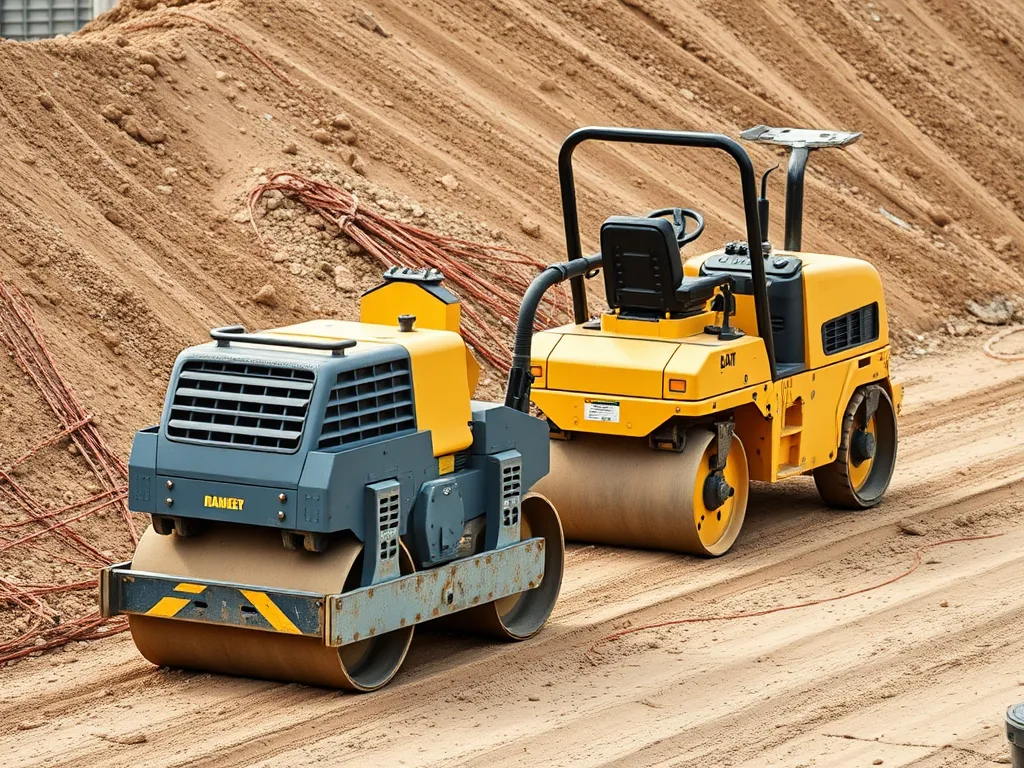 Two hand-held compactors on a construction site demonstrating effective compaction techniques.