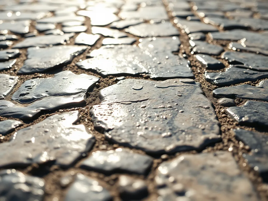 Cracked pavement demonstrating heat absorption and heat island effect