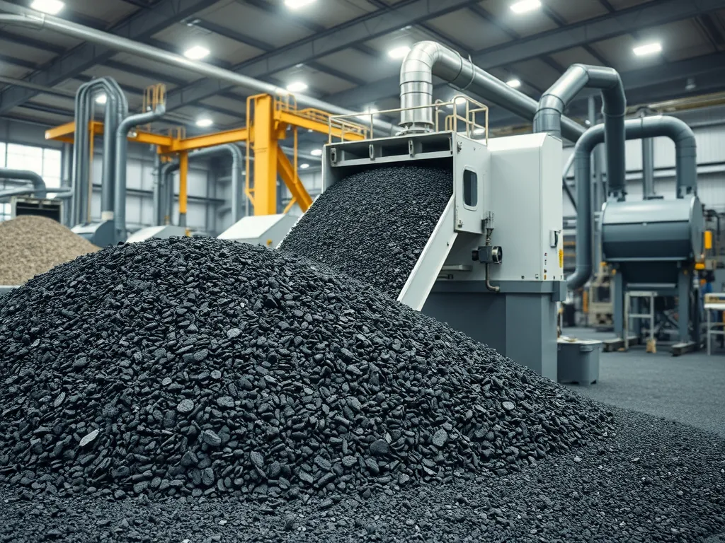 Modern machinery processing heat-resistant asphalt for road construction.