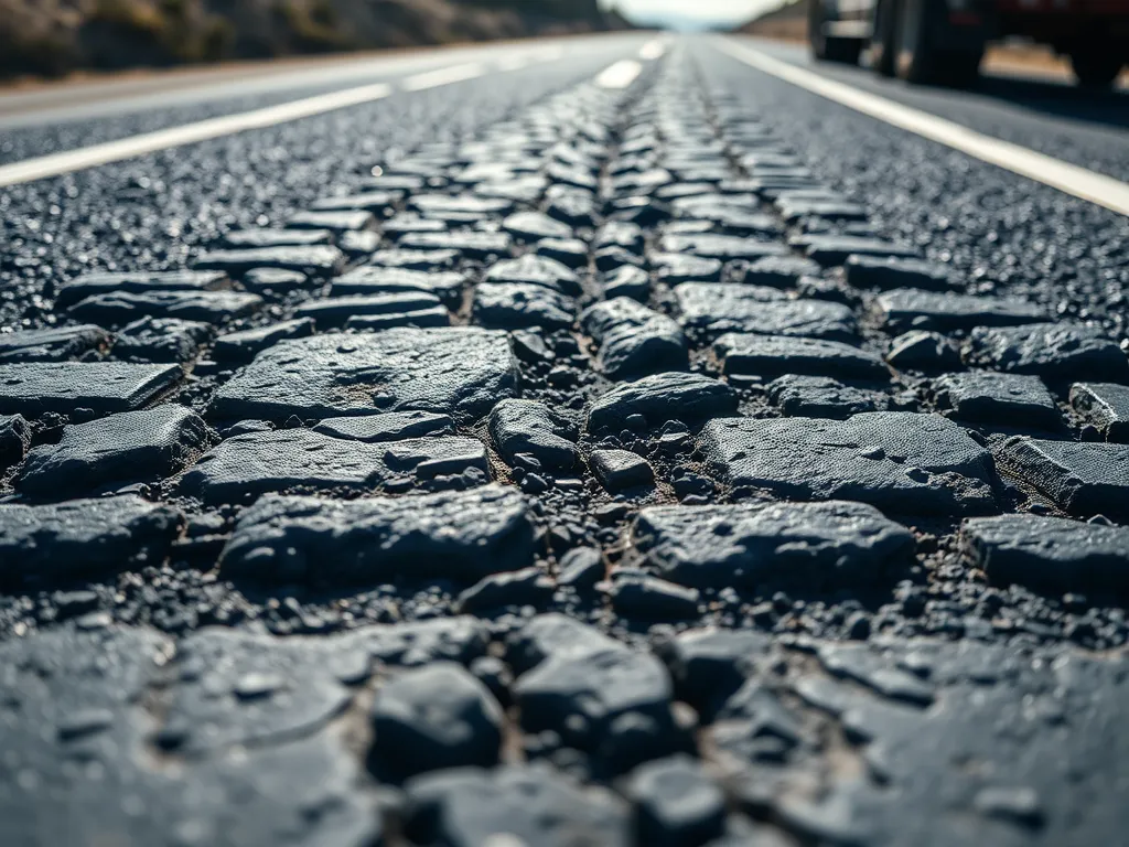 Close-up of a heavy-duty asphalt road surface, ideal for robust applications.