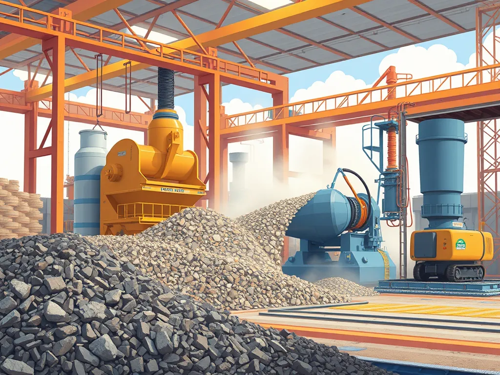 A comprehensive view of a heavy oil distillation plant showing equipment and processing materials.