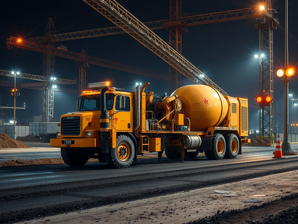 A yellow asphalt mixing truck on a construction site, showcasing high performance asphalt technology.