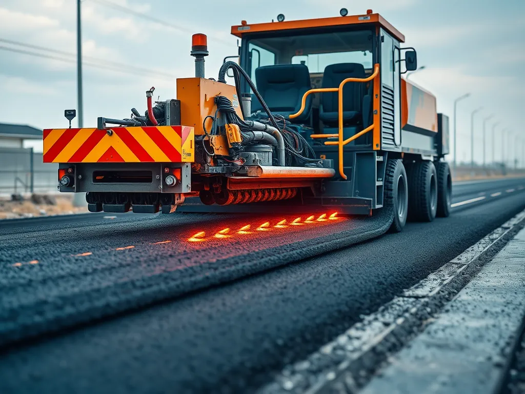 A high-quality asphalt smoothing machine in action, demonstrating essential features for optimal pavement finish.