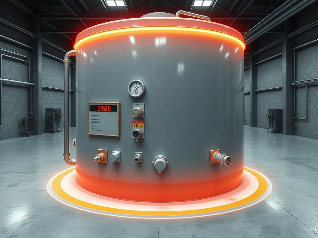 A large tank used for storing and heating hot asphalt, highlighting necessary safety precautions.