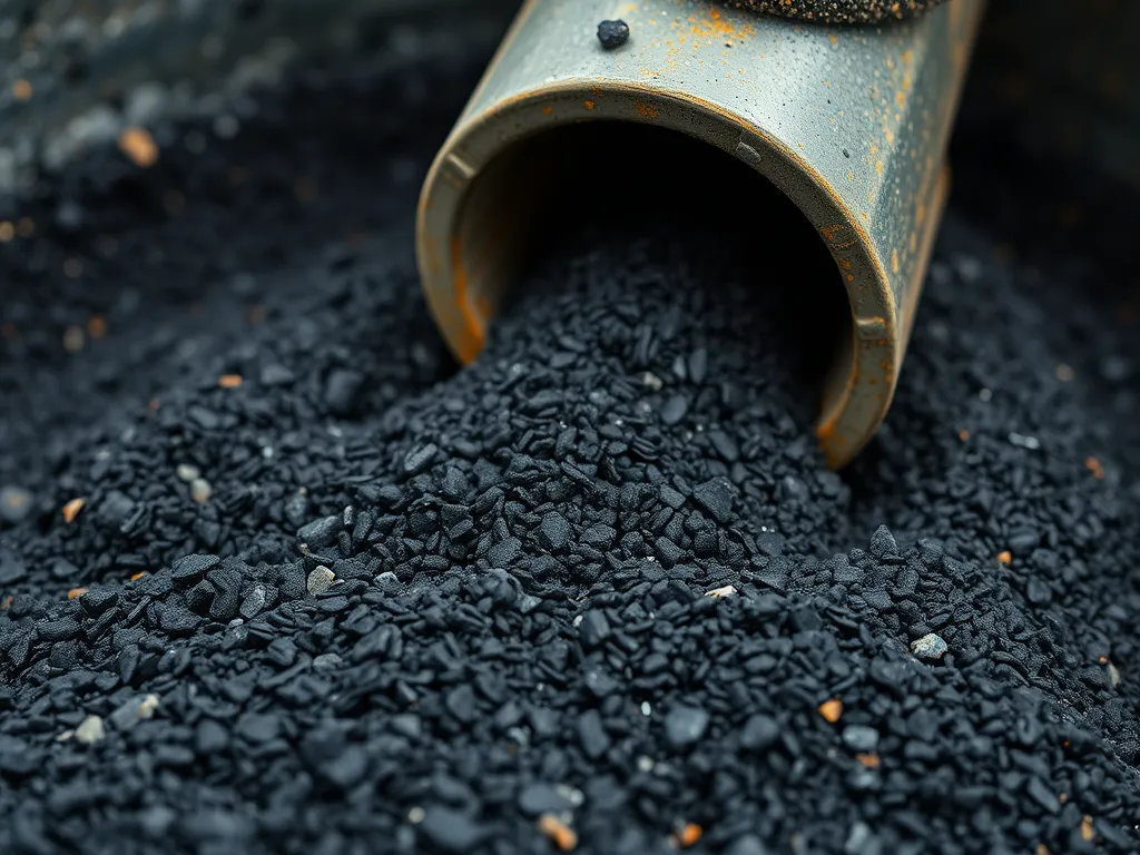 Close-up of hot mix asphalt aggregate used in road construction