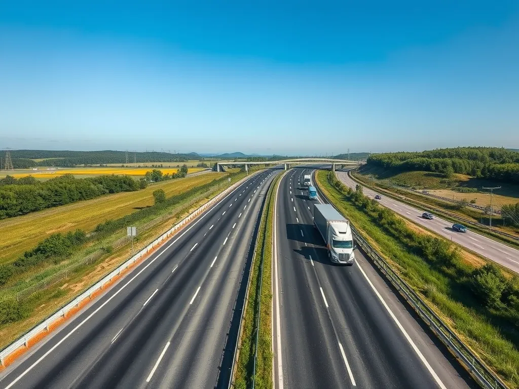 A highway featuring hot mix asphalt pavement used for durable road construction