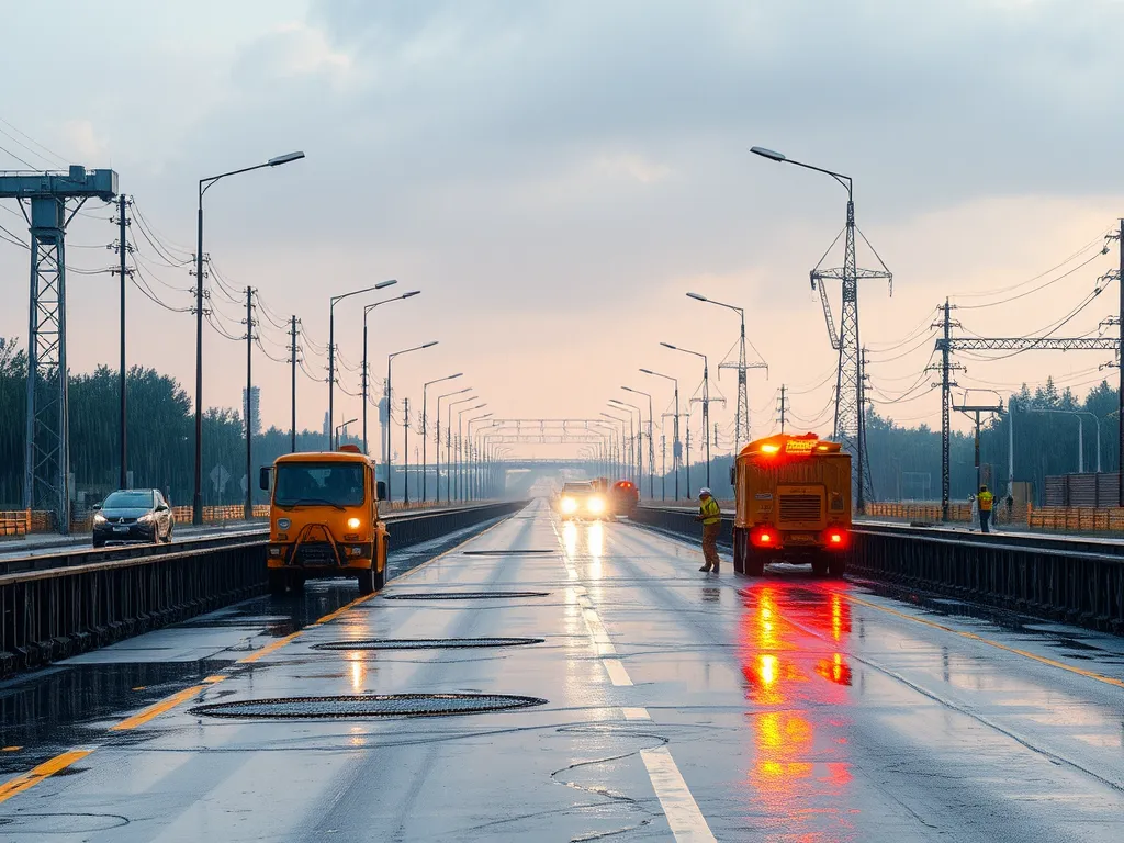 Heavy machinery working on a road with hot mix asphalt, demonstrating its impact on traffic flow.
