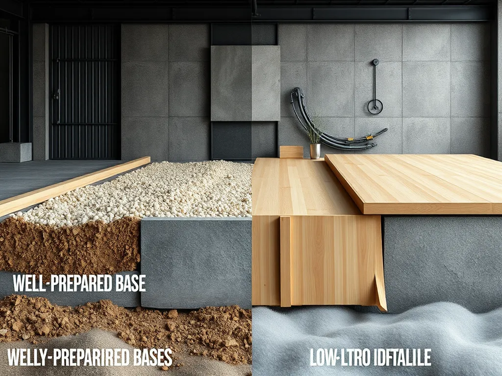 Image showing well-prepared base and improperly prepared base highlighting the importance of proper base preparation.