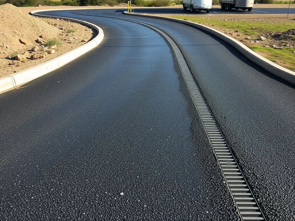 Driveway with drainage channel to enhance water management and improve driveway drainage.